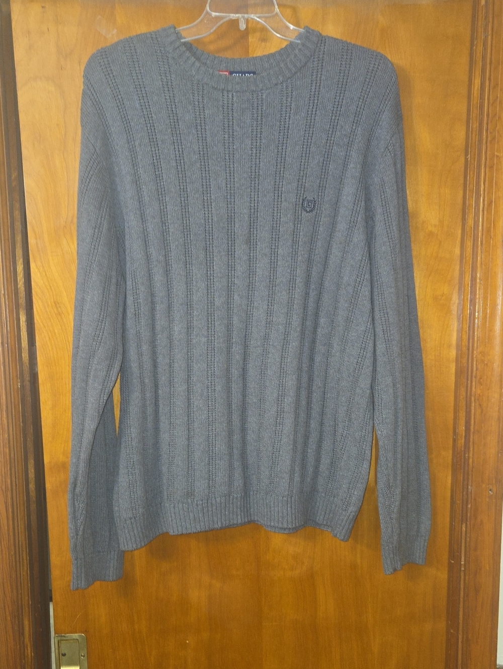 Chaps Gray Ribbed Crewneck Sweater